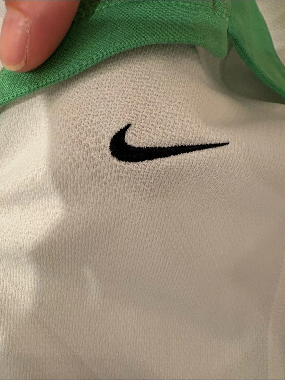Women’s Nike Vintage Notch Neck Polo with Green Trim- Medium